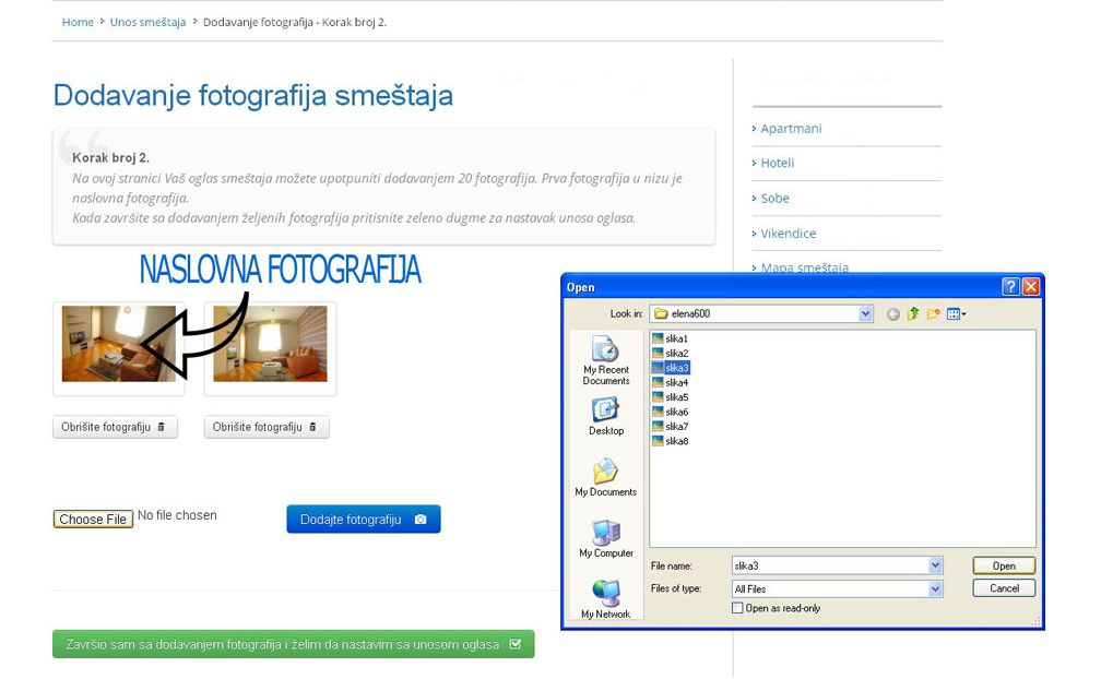 Prolom Banja  - postavljanje oglasa - uputstvo slika 2.